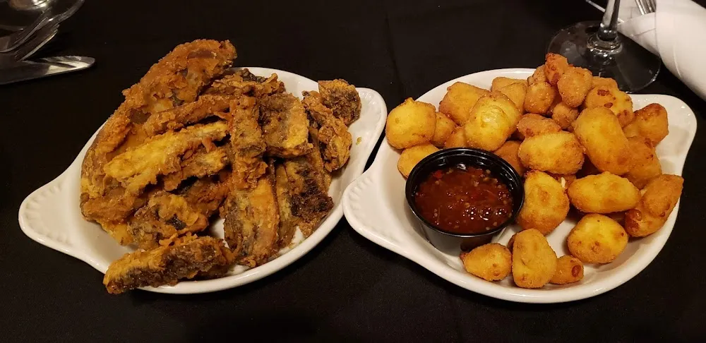 Breaded White Cheese Nuggets on the Right